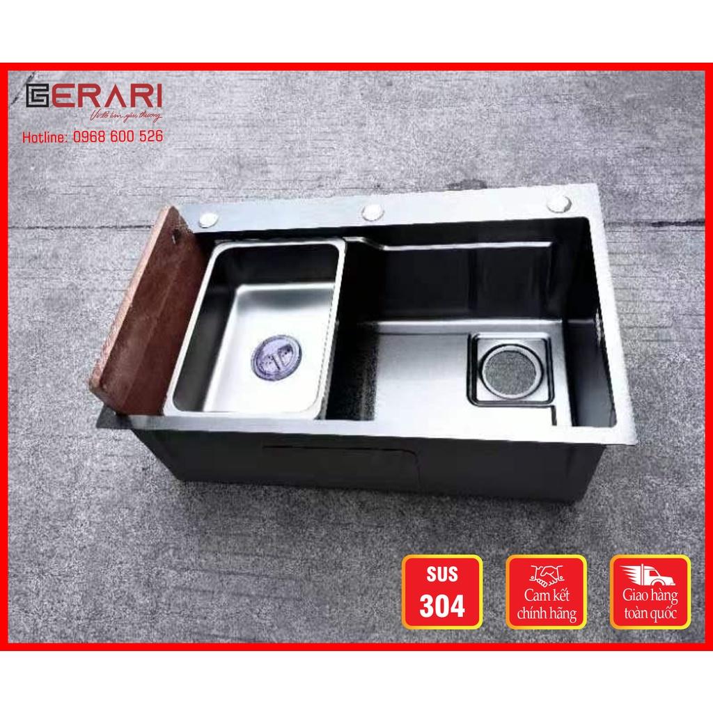 Chậu rửa 1 hố chất liệu inox 304 cao cấp kèm chậu nhỏ bên trong mã GC.7545I thương hiệu GERARI