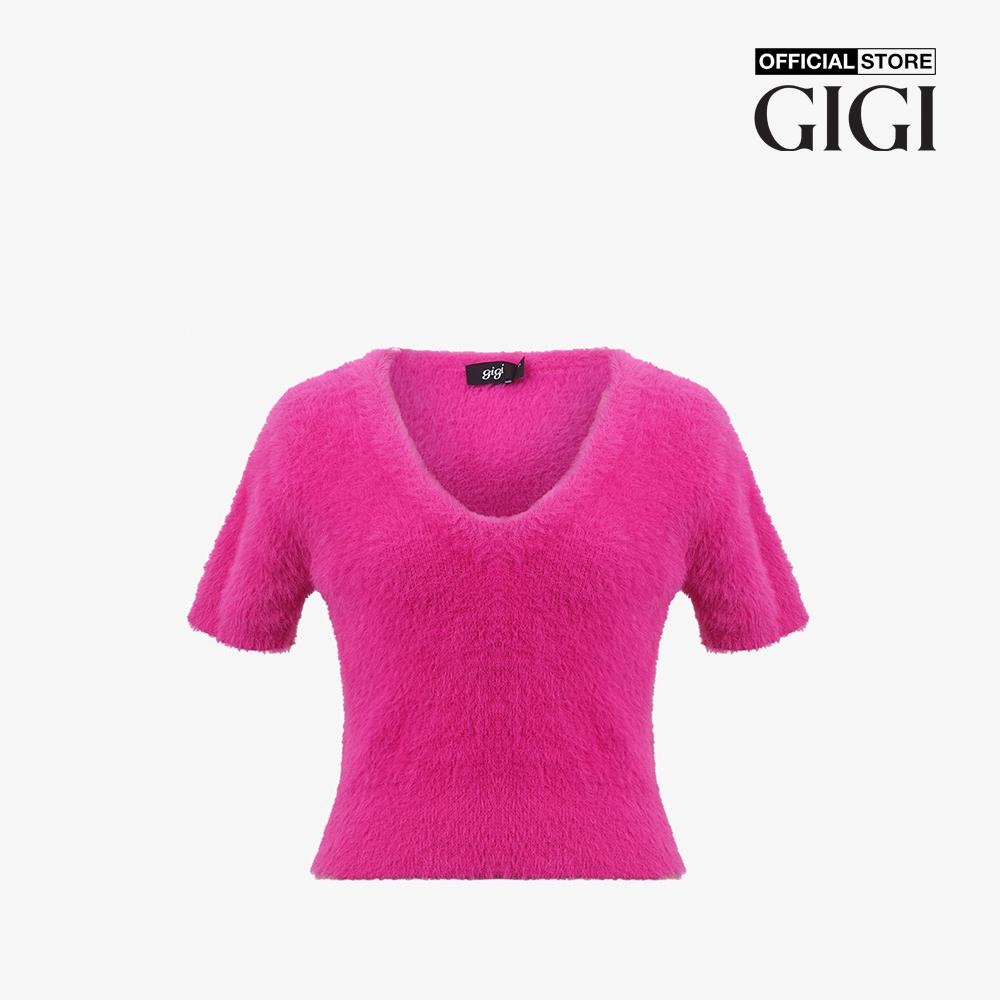 GIGI - Áo dệt kim nữ tay ngắn cổ V nữ tính G1303K222711