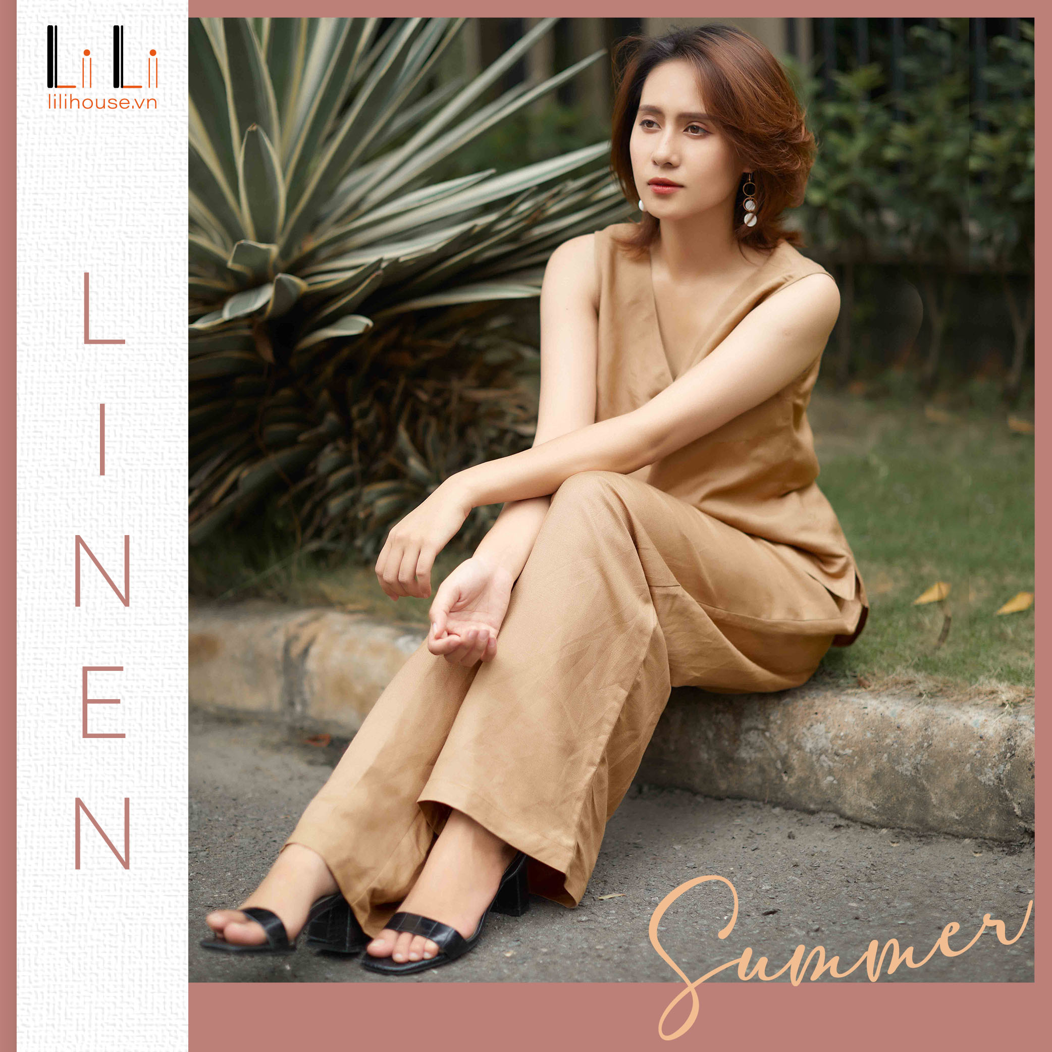 Quần Linen dáng dài form suông