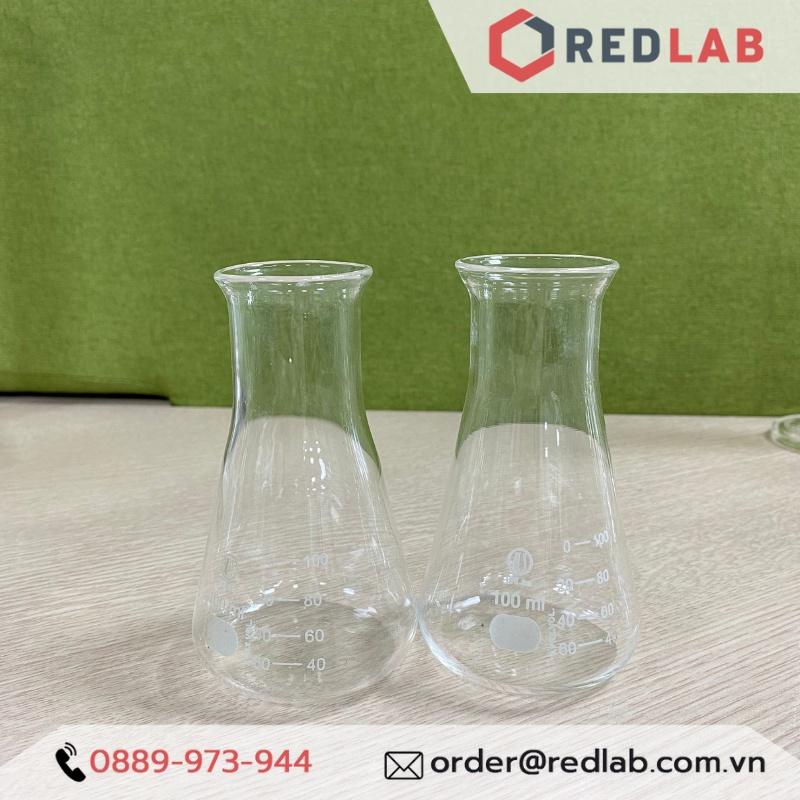 Bình tam giác thủy tinh miệng rộng 100ml UNI - bình nón cổ rộng - Bình erlen MR | Dùng trong thí nghiệm, y tế