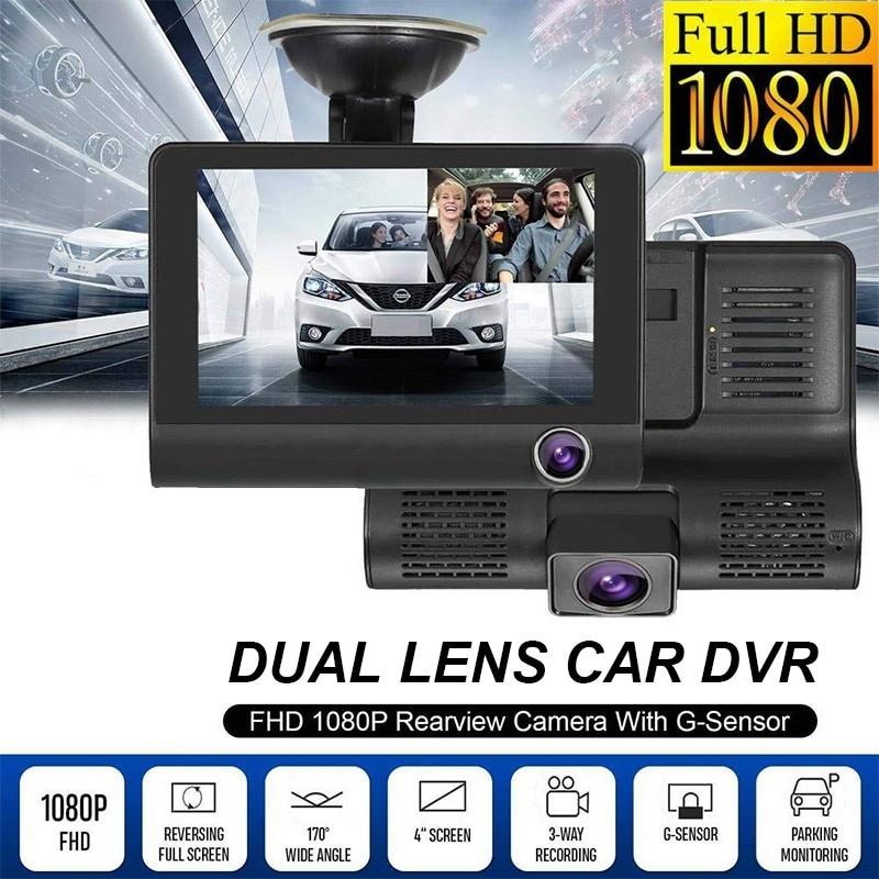 Tầm nhìn ban đêm Car DVR 3 Ống kính máy ảnh Máy ảnh ống kính kép 4.0 inch Máy quay video 1080P Dash Camera DVR với thẻ SD 32GB Máy ảnh phía sau ô tô