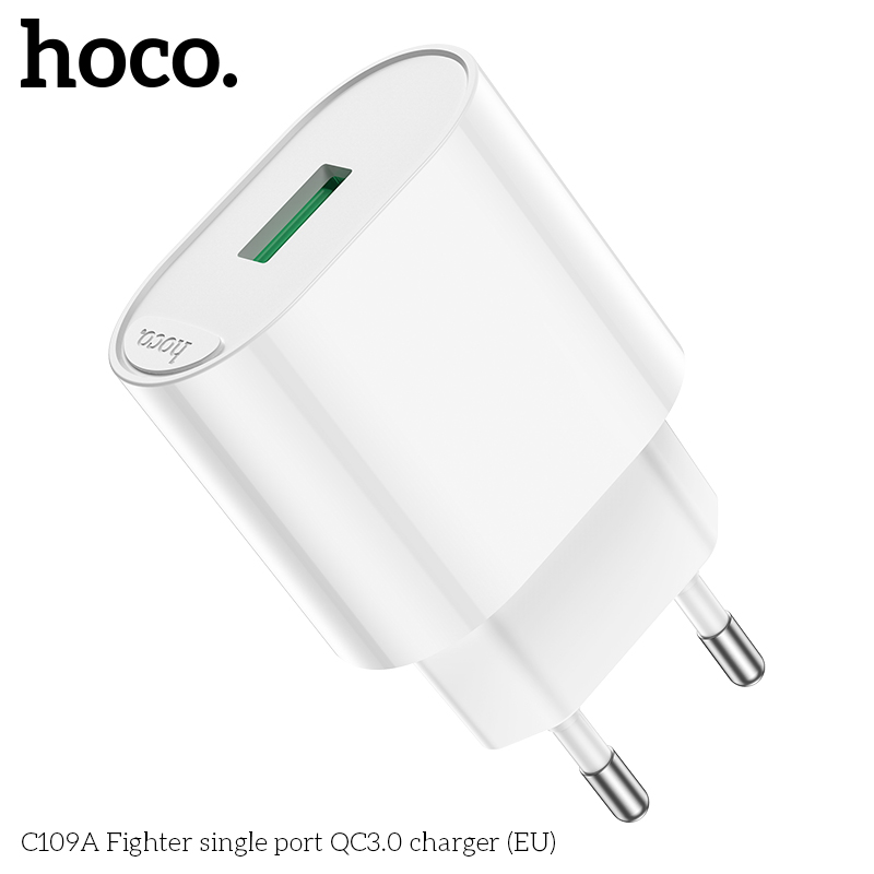 Bộ sạc nhanh Type C 18W Hoco C109A 1m, bộ củ cáp sạc nhanh USB to Type C hàng chính hãng Hoco Mall