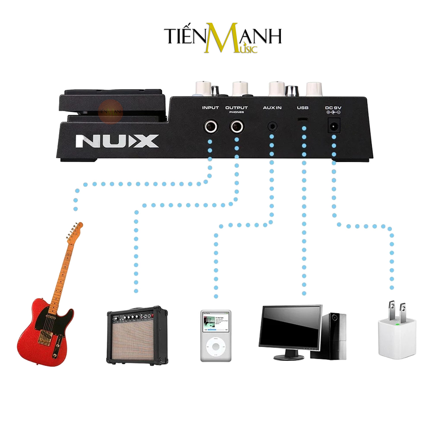 Phơ Đàn Guitar Nux MG300 Multi Effects - Bàn Đạp Fuzz Pedals MG-300 Hàng Chính Hãng - Kèm Móng Gẩy DreamMaker