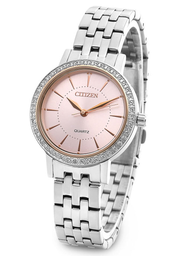 Đồng Hồ Nữ Citizen Đính Đá Swarovski Dây Thép Không Gỉ EL3041-87X - Mặt Hồng