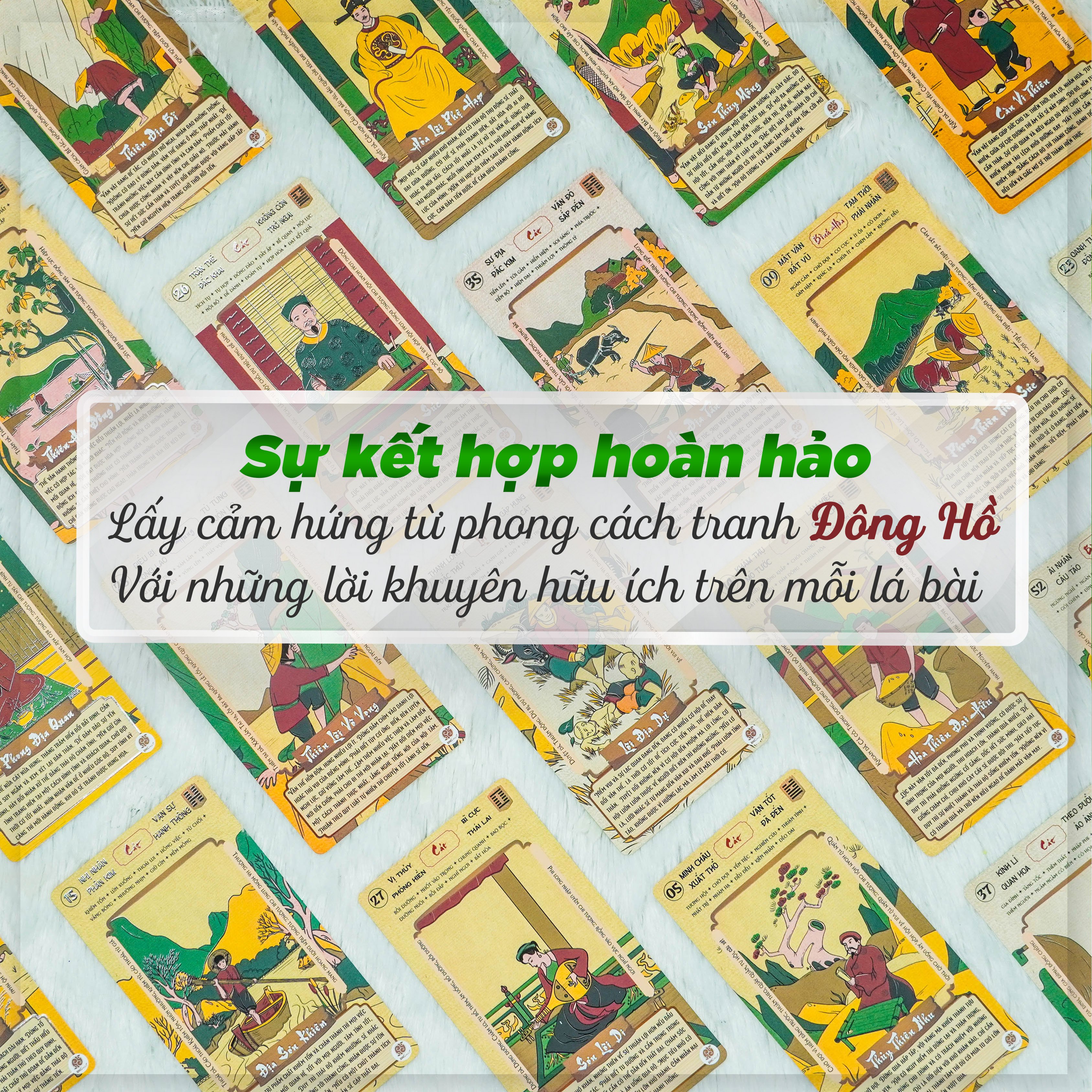Bộ Bài Kỳ Pháp Minh Thư - Kinh Dịch 64 Quẻ - Phong Cách Tranh Đông Hồ Việt Nam