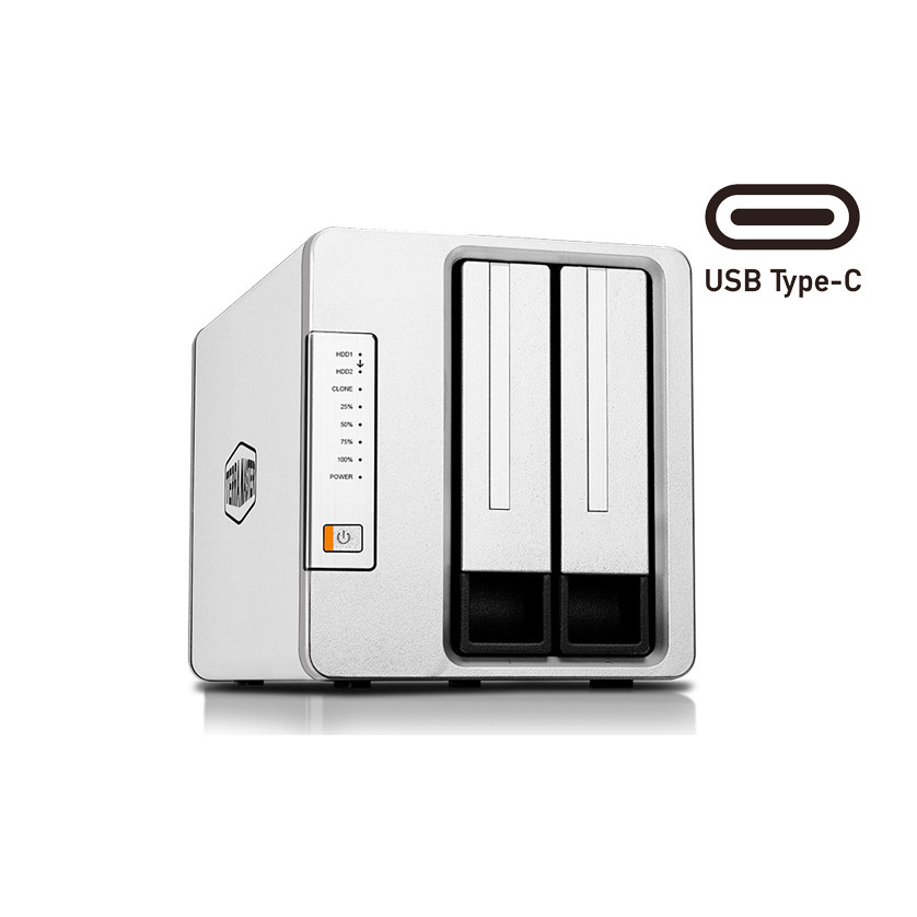 Bộ lưu trữ dữ liệu DAS TerraMaster D2 Clone (D2-300) USB 3.1 Type-C, 550MB/s, 2 khay ổ cứng Single - Hàng chính hãng