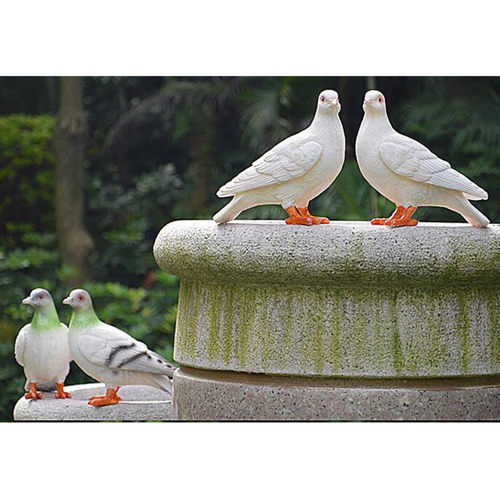 2x Dove statue Artificial Pigeon Animal Home Decor Simulation bird art White