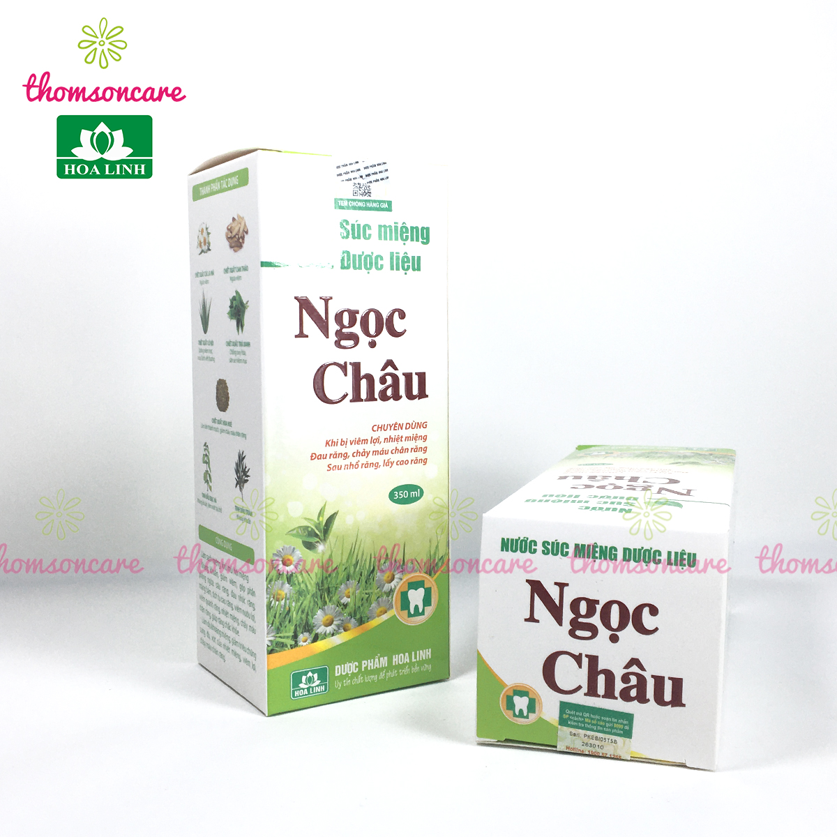 Nước súc miệng dược liệu Ngọc Châu - Giảm nhiệt, hôi miệngg, làm trắng, chống sâu răng - Từ trà xanh, bạc hà, tinh dầu tràm - Chai 350ml