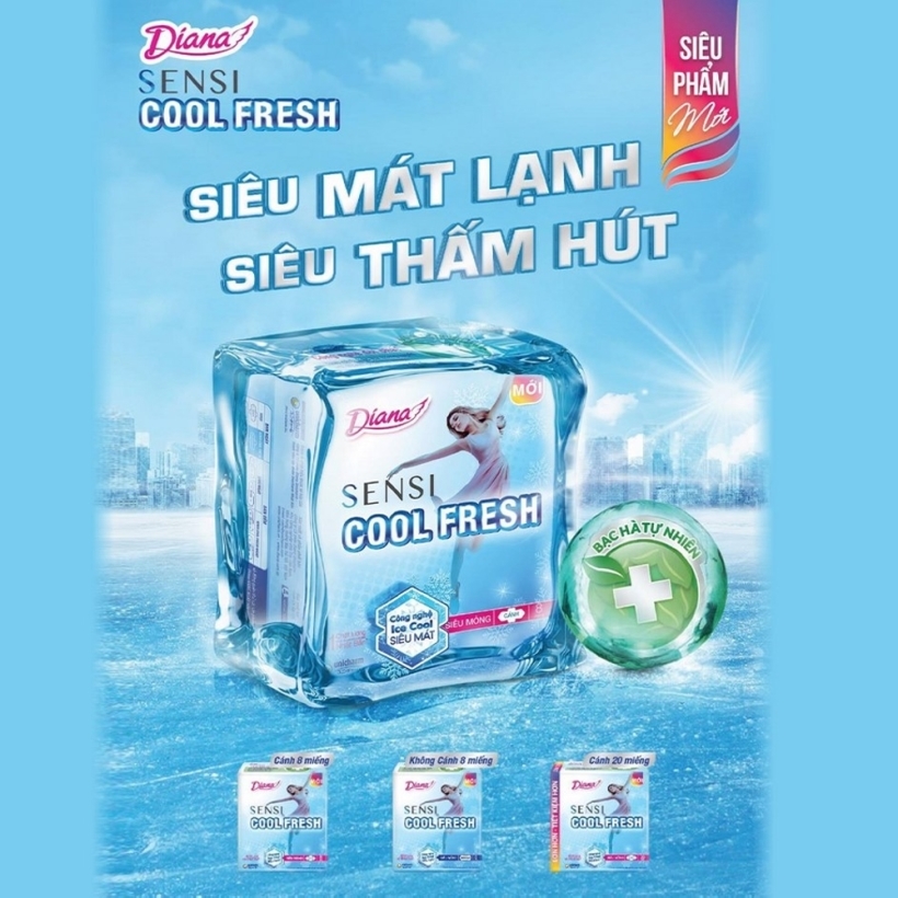 Băng vệ sinh Diana SENSI Cool Fresh siêu mỏng Cánh 20-1908