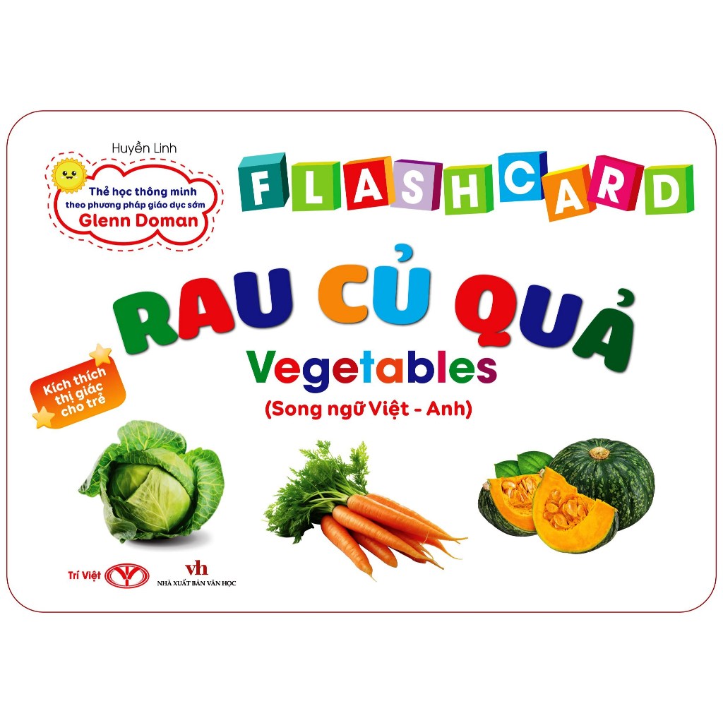 Bộ Thẻ Học Thông Minh Cho Bé - Flashcard Song Ngữ - Rau củ quả - Vegetables - Trí Việt