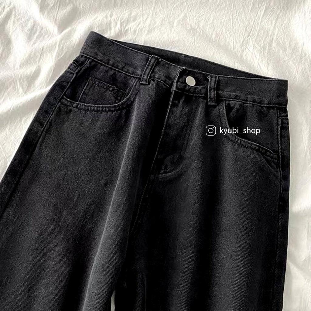 Quần Jean baggy ống suông rộng nữ Ulzzang Kyubi cơ bản có lai - Jean cullote Kyubi BJR21L