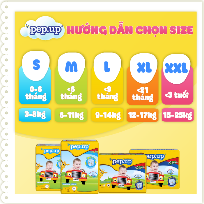 Combo 2 Gói Tã Quần Pep.up Vàng - Size M (22 Miếng/Gói)