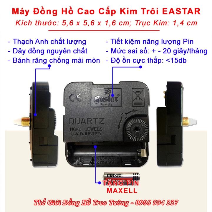 Đồng hồ Treo tường EASTAR KIM TRÔI – Viền BẠC ÁNH KIM - Số In Nổi 3D - Tặng Pin Maxell – Bảo Hành 1 Năm