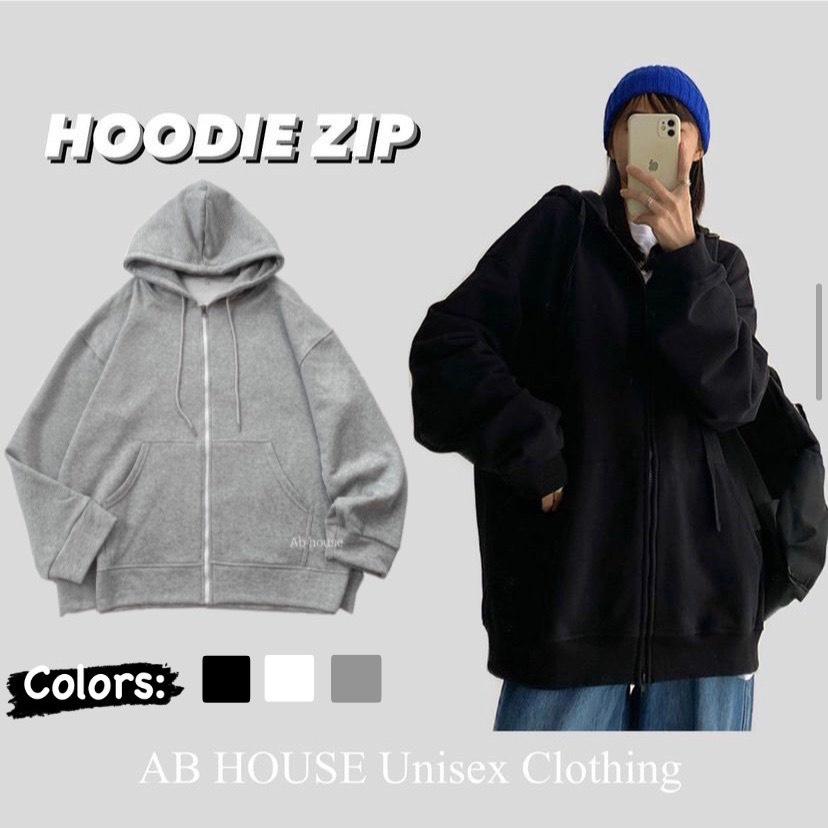 Áo Khoác Nỉ Trơn HOODIE ZIP Unisex Nam Nữ ZoZo_Unisex