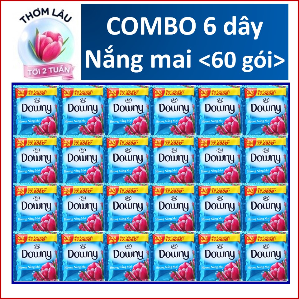 COMBO 6 dây Nước Xả Vải Downy Nắng mai 10 gói x6