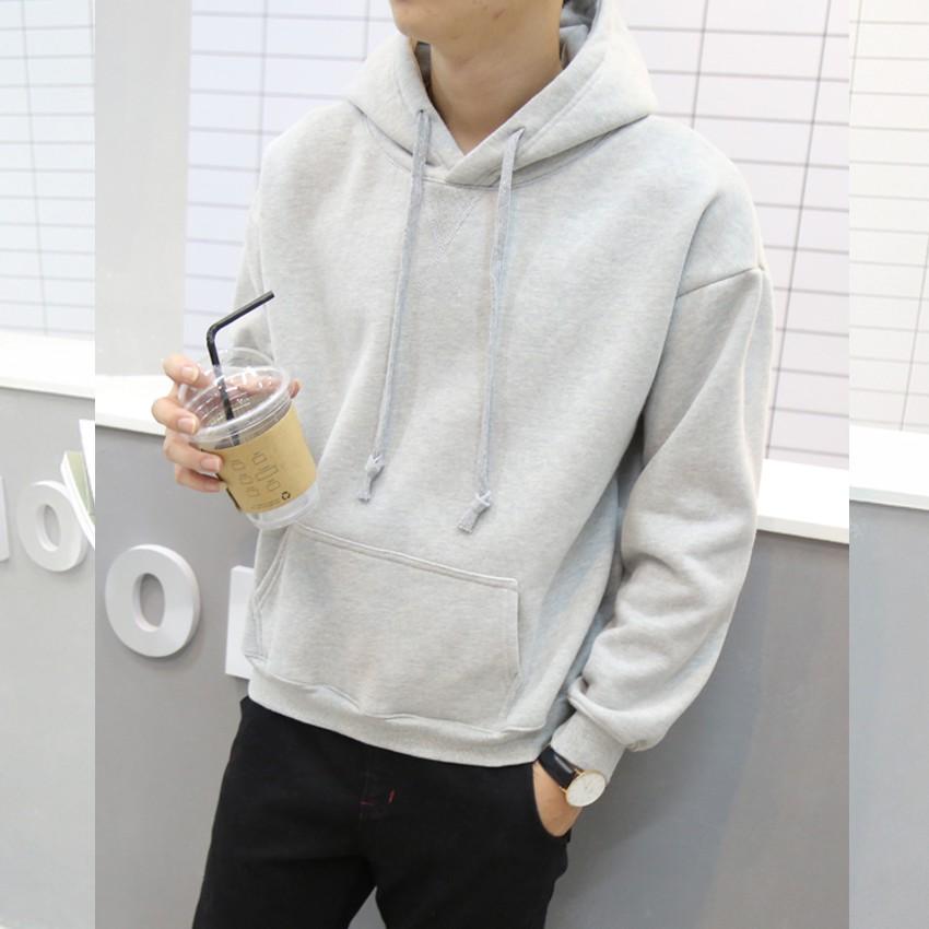 Áo hoodie xám trơn unisex - áo khoác nỉ bông hoodie basic gray - hoodie chui đầu thời trang nam nữ phong cách