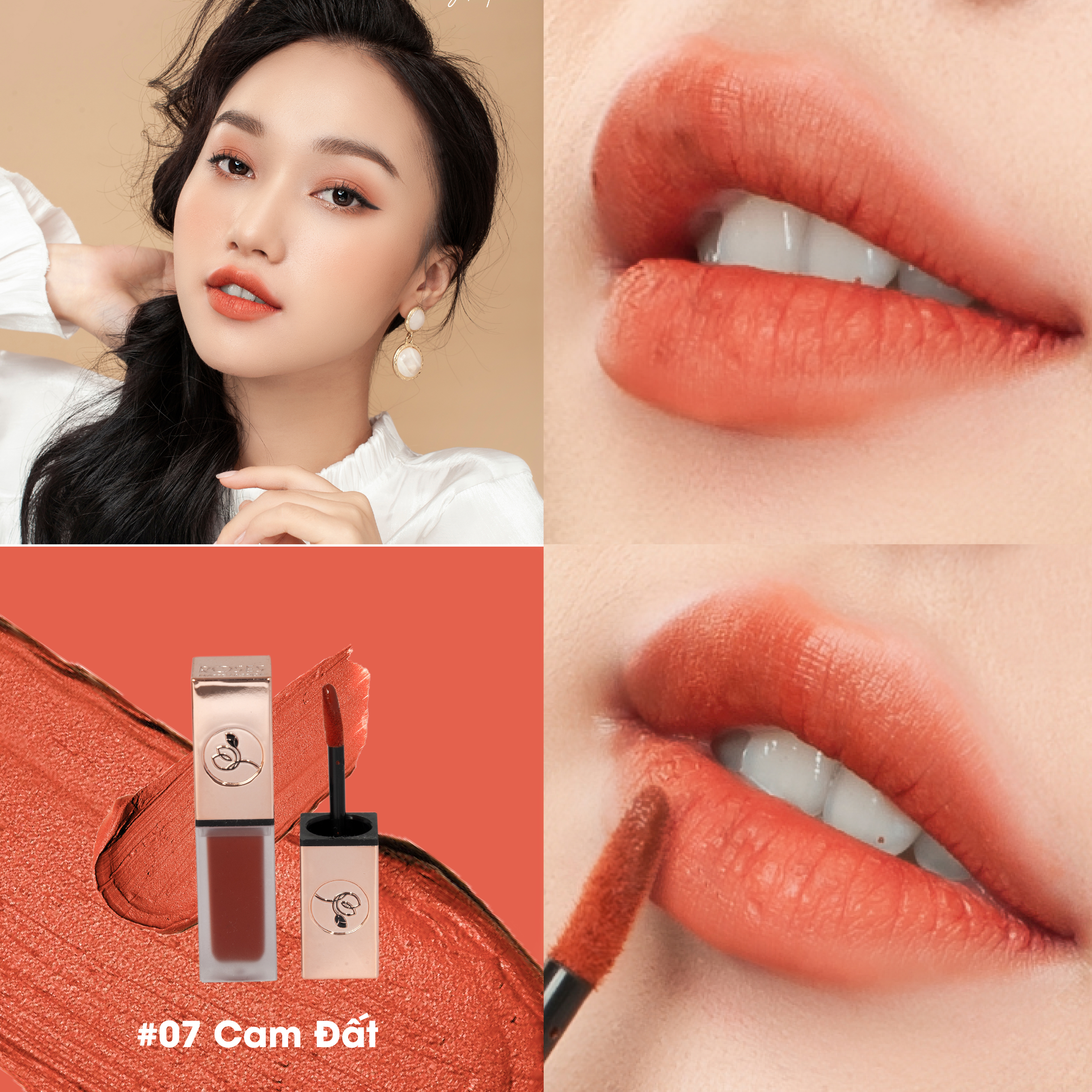 COMBO 2 SON KEM LÌ ROSES MATTE MiniGarden CAM TRÀ SỮA + CAM ĐẤT TẶNG MÓC KHOÁ]