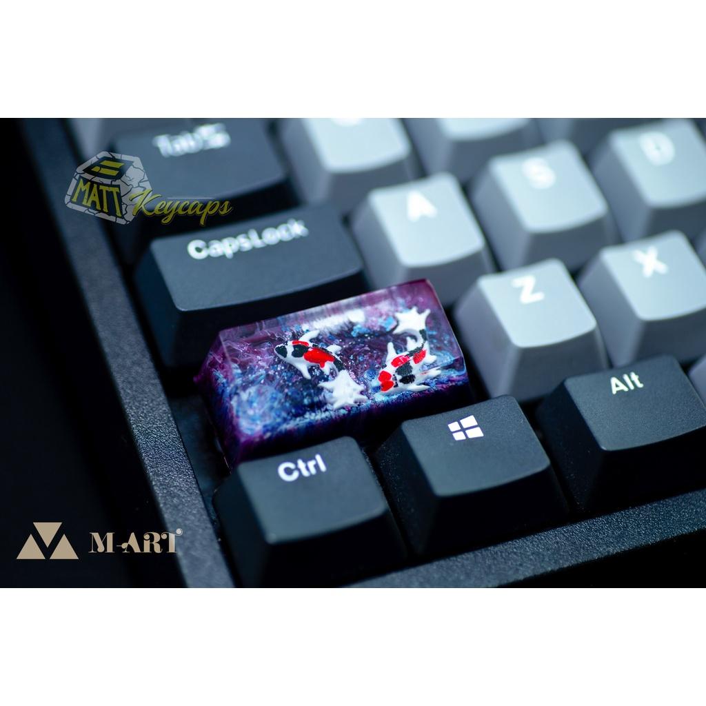 Keycap cá koi 2U trang trí bàn phím cơ (tone đỏ đen, tím)