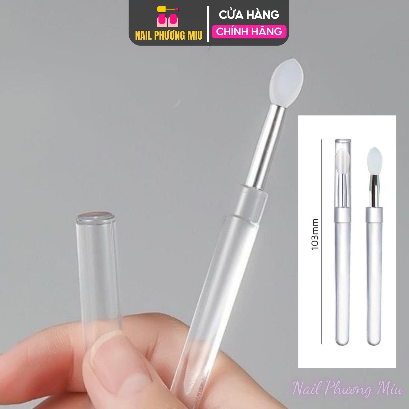 Cọ Chà Tráng Gương Silicon Trong Suốt Bám Bột Tán Màu Tráng Gương Siêu Tiện Lợi, Có Nắp, Dẻo Dai, Đàn Hồi Tốt, Sử Dụng Được Nhiều Lần