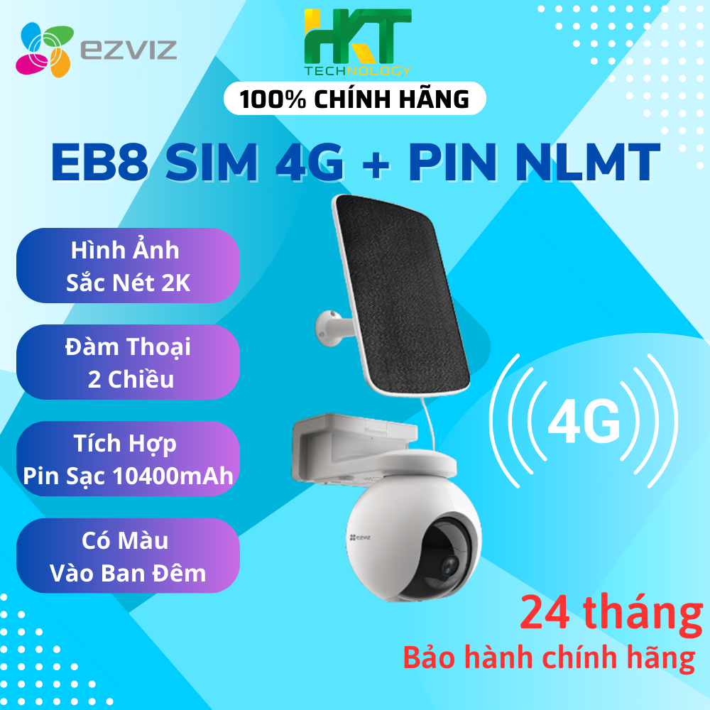 Camera Ezviz EB8 2K Dùng Sim 4G Kèm Pin Năng Lượng Mặt Trời - Hàng chính hãng