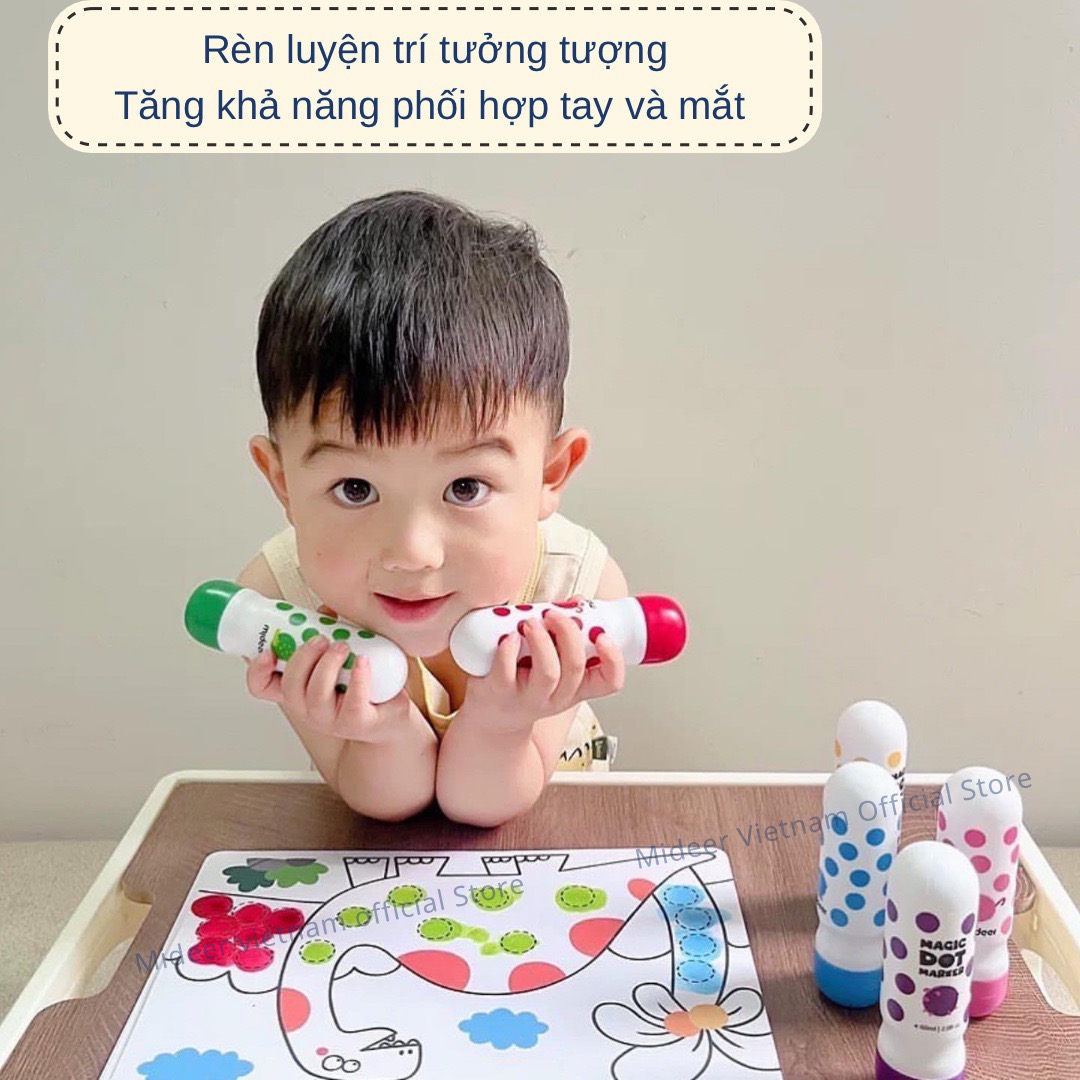 Bút chấm màu Dot cho bé Mideer Magic Dot Marker, Bút dạ nước cho bé 2,3,4,5 tuổi