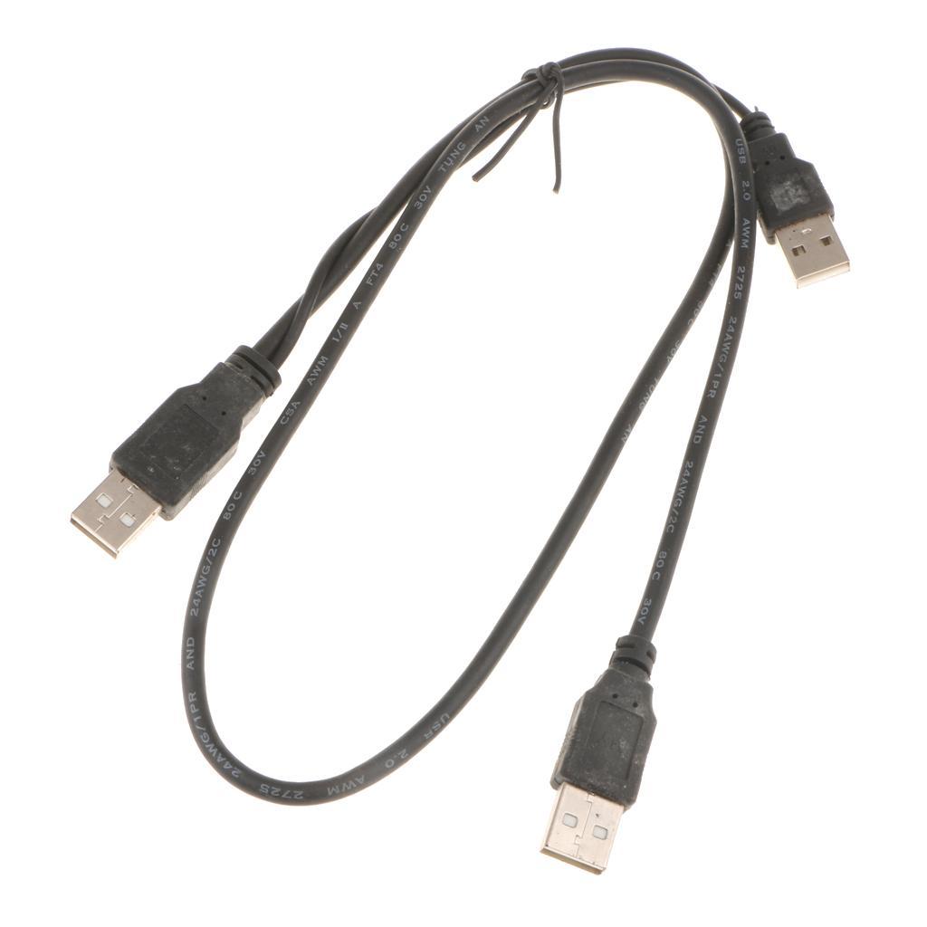 Dual USB 2.0 Male to Standard B Male Y Cable 70cm for Hard Disk Drive
