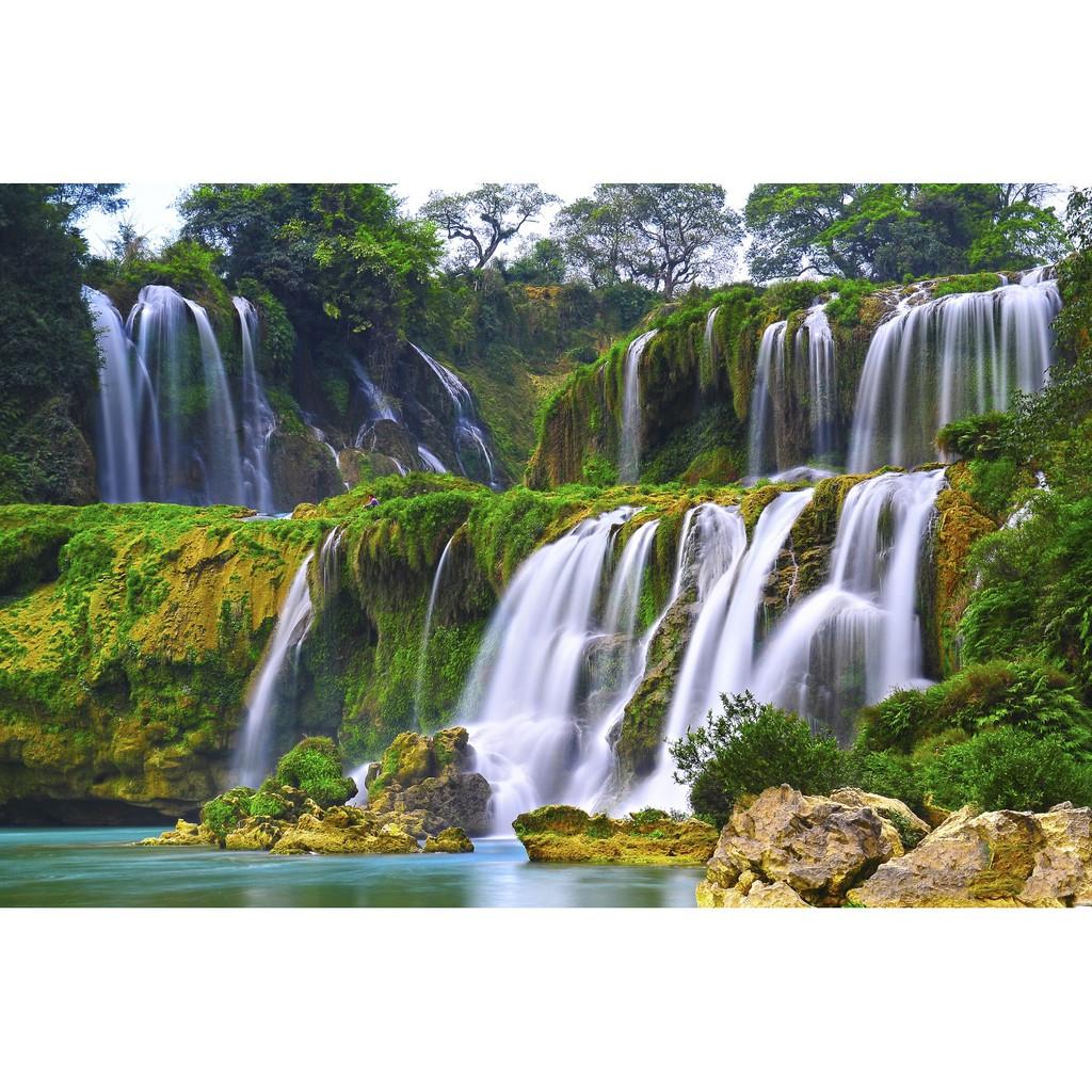 Tranh dán tường thác nước - vải lụa kim tuyến