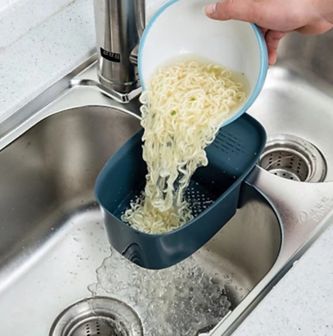 Khay treo bồn rửa bát có lưới lọc rác tiện dụng