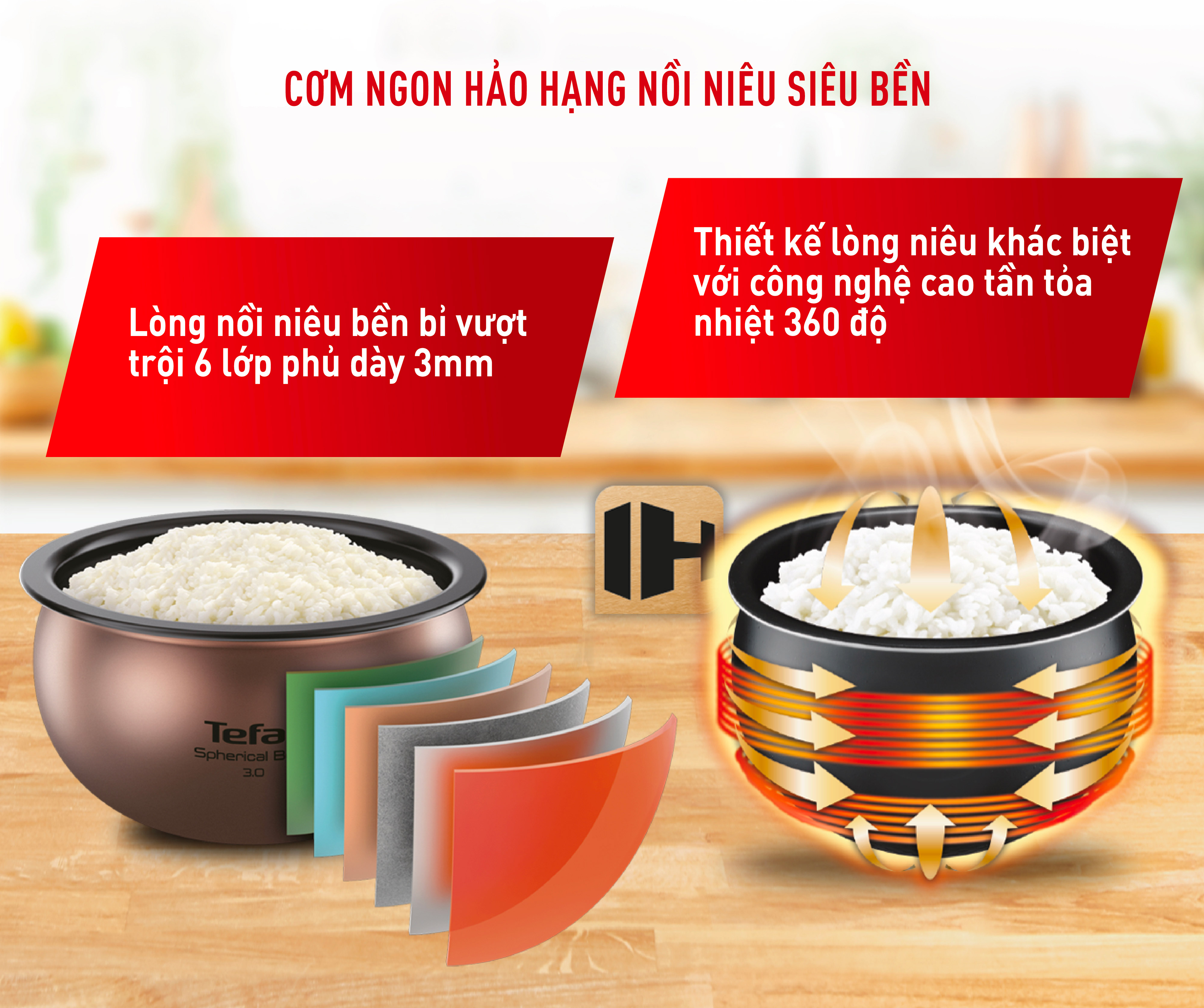 Combo Nồi cơm điện tử cao tần Tefal 1.5L RK762168 & Bộ 2 Chảo chiên Tefal Day By Day 24-28 - Hàng chính hãng