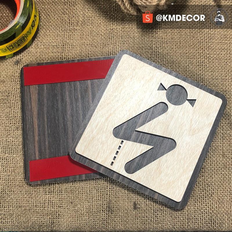 Biển chỉ dẫn nhà vệ sinh nam nữ cắt laser 2 lớp dán tường bằng keo 2 mặt