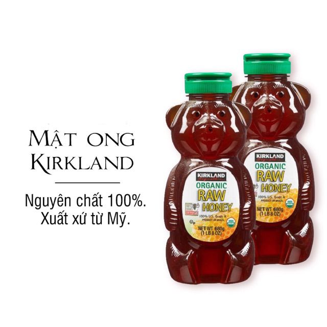 Mật Ong hữu cơ thiên nhiên Kirkland Singnature Honey Bear 680gr nhập Mỹ