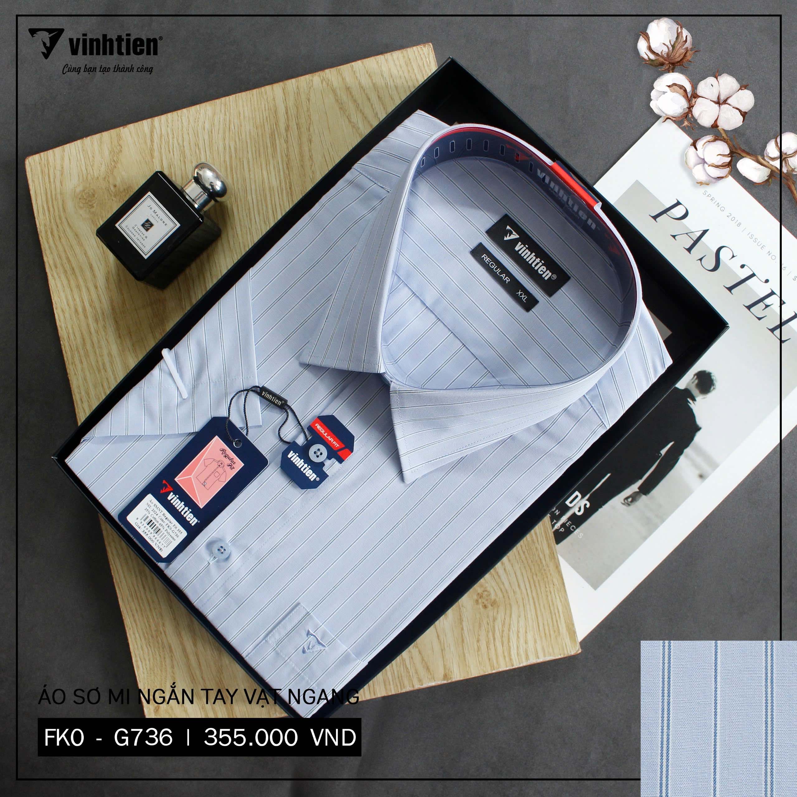 Áo Sơ Mi Ngắn Tay Vải Kẻ TC Regular Fit 355 Vĩnh Tiến - Nhiều Màu