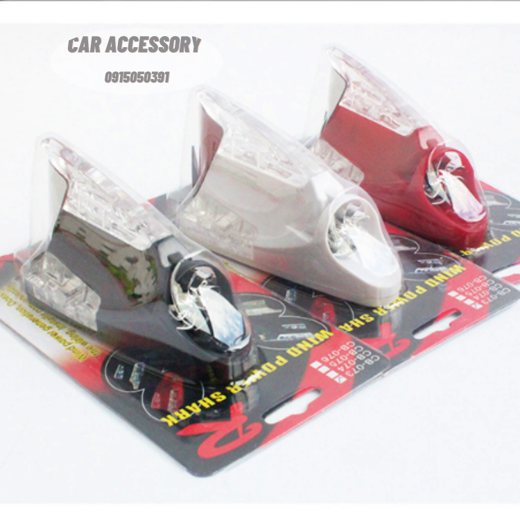 Ăng ten ô tô vây cá mập có đèn LED chạy năng lượng gió trang trí nhiều màu