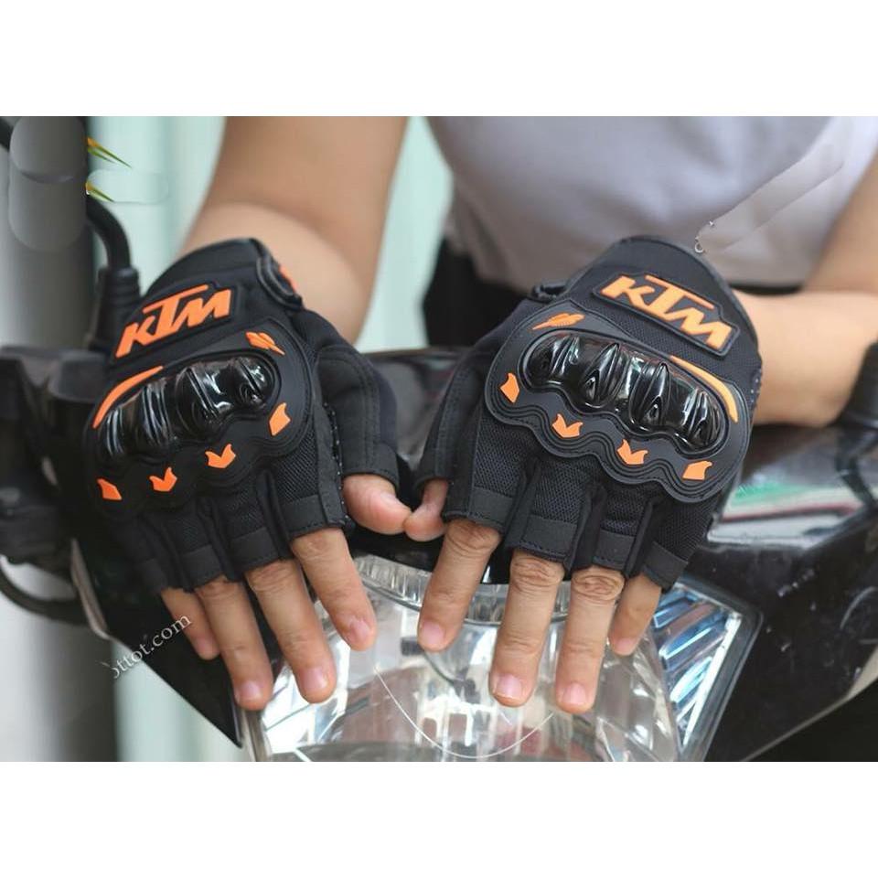 Găng tay hở ngón đi phượt chống nắng KTM có gù bảo hộ