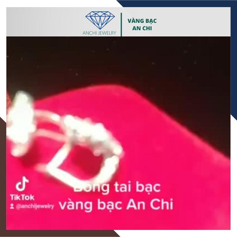 Hoa tai bạc đính đá zicon trẻ trung,An chi jewelry