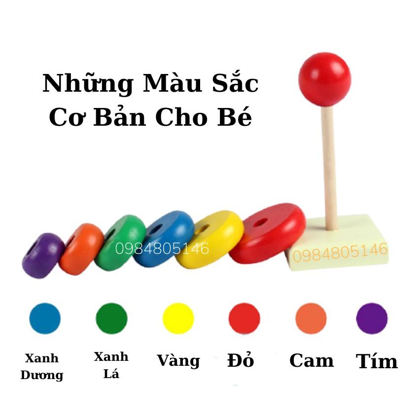 Đồ Chơi Gỗ Tháp Cầu Vồng 7 Màu - Đồ Chơi Gỗ Montessori Phát Triển Kỹ Năng Cho Bé