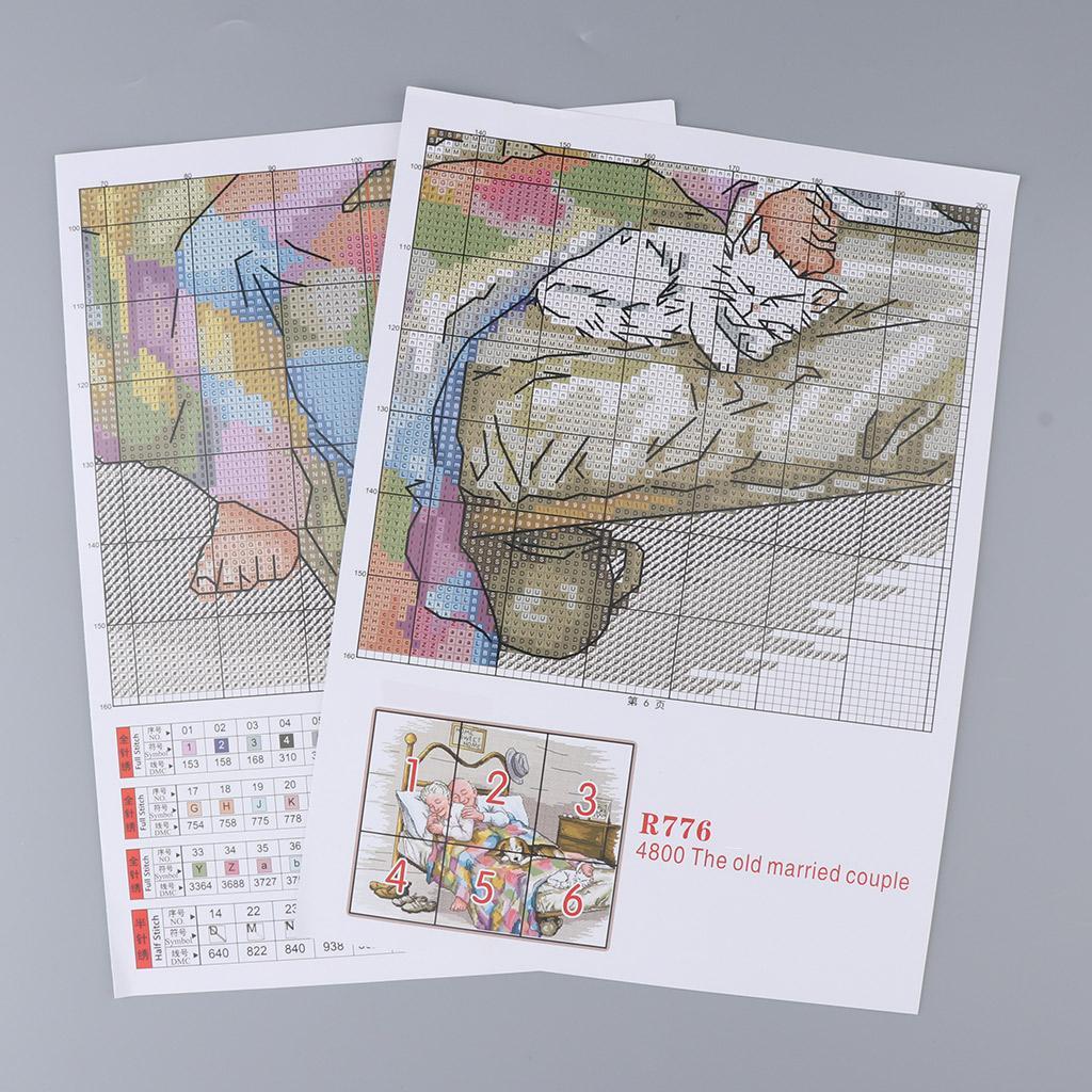 Stamped Cross Stitch Kit Old Married Couple Printed Pattern 14 Count 44x36cm