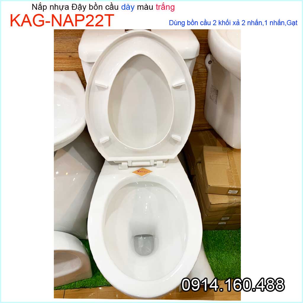 Nắp đậy cho bồn cầu Thiên Thanh KAG-NAP22T, Nắp cầu 2 khối nhựa trắng bóng