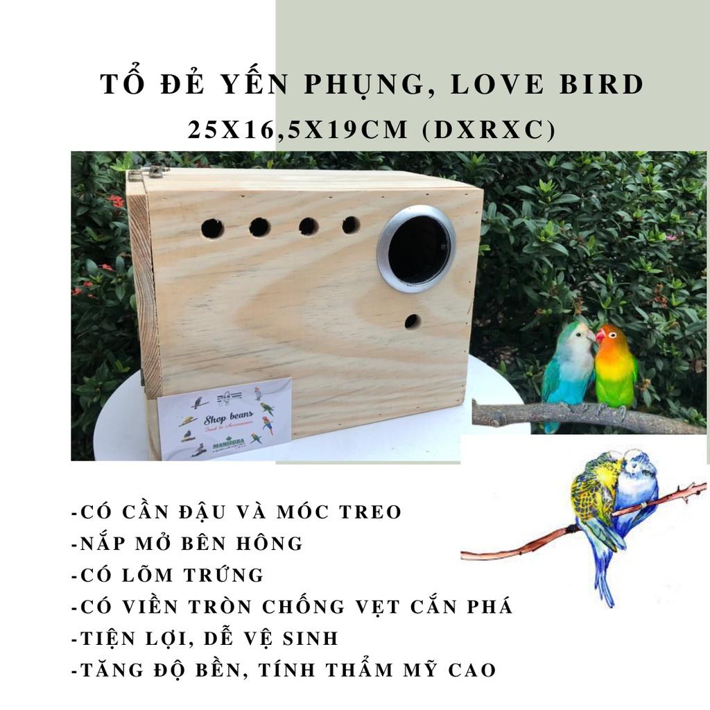 Tổ gỗ dành cho vẹt nhỏ như lovebird, yến phụng có viền chống cắn phá