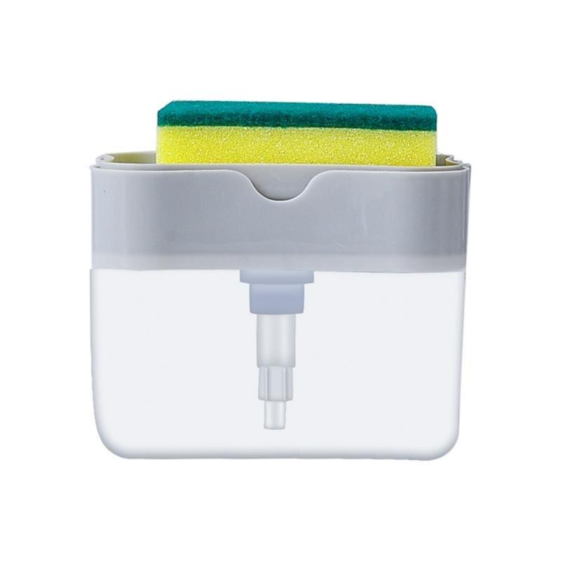 Kitchen Tools 2-in-1 Sponge Box With Soap Dispenser Double Layer Kitchen Plastic Soap Dispenser Sponge Scrubber Holder Case Hot
