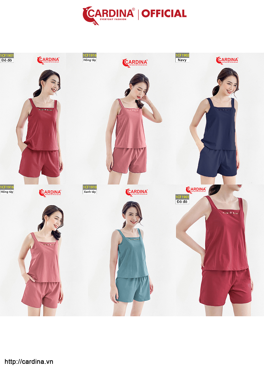 Bộ Mặc Nhà Nữ CARDINA Hai Dây Thêu Hoa Chất Cotton Nhật Cao Cấp Giúp Phái Đẹp Thêm Cuốn Hút, Quyến Rũ 1CF19