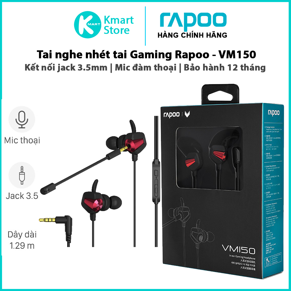 Tai Nghe Rapoo VM150 Nhét Tai Gaming - Hàng Chính Hãng