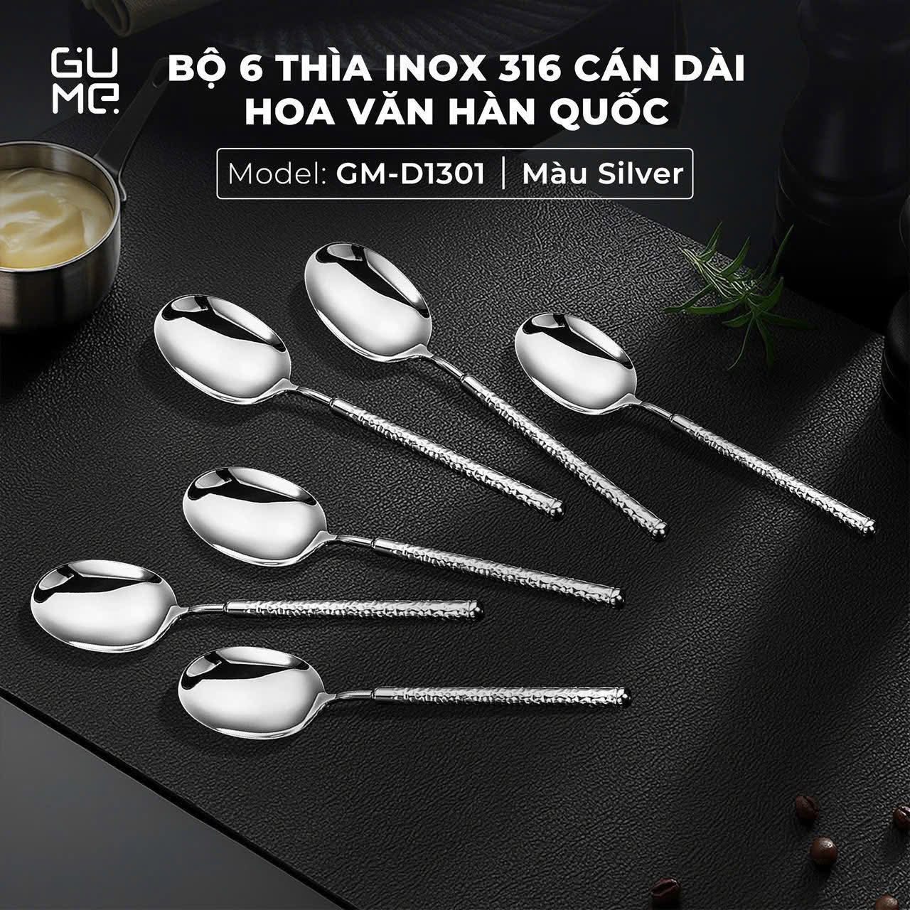 BỘ 6 THÌA INOX 316 CAO CẤP GUME hàng chính hãng