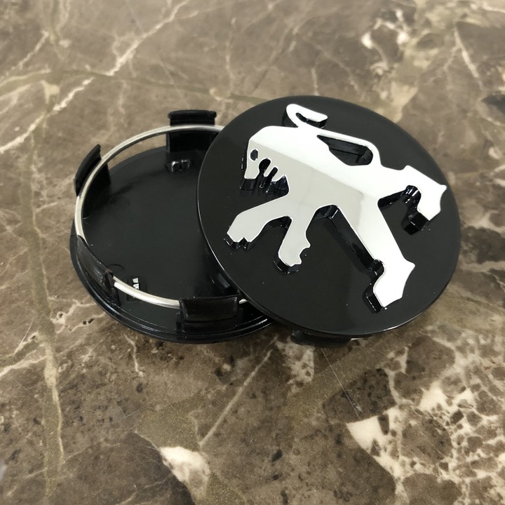 Logo chụp mâm, ốp lazang bánh xe ô tô Peugeot đường kính 60mm
