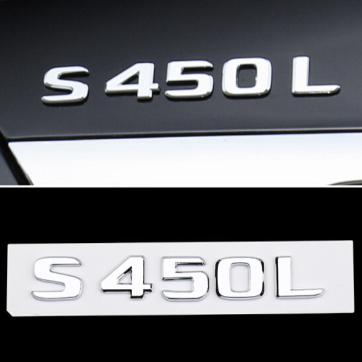 Decal tem chữ 3D S450L dán đuôi xe ô tô, xe hơi