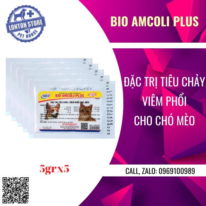 Bio Amcoli Plus - Bột Hòa Tan Cho Thú Cưng Chó Mèo Viêm Phổi, Tiêu Chảy, gói 5gr
