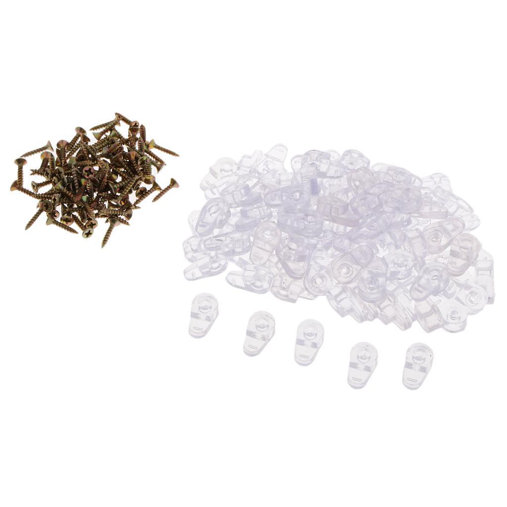 100x Screw Type Plastic Glass Clips Screen Panel Fixing Clips Clear Retainer
