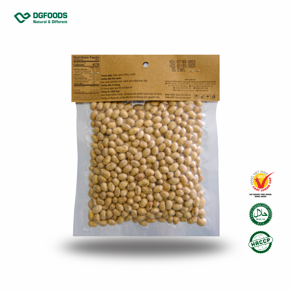 Đậu nành rang 100g - Non GMO/ DGfoods/Roasted soybean/HVNCLC/ HACCP/ HALAL/ Đặc sản Cần Thơ, Ăn chay được