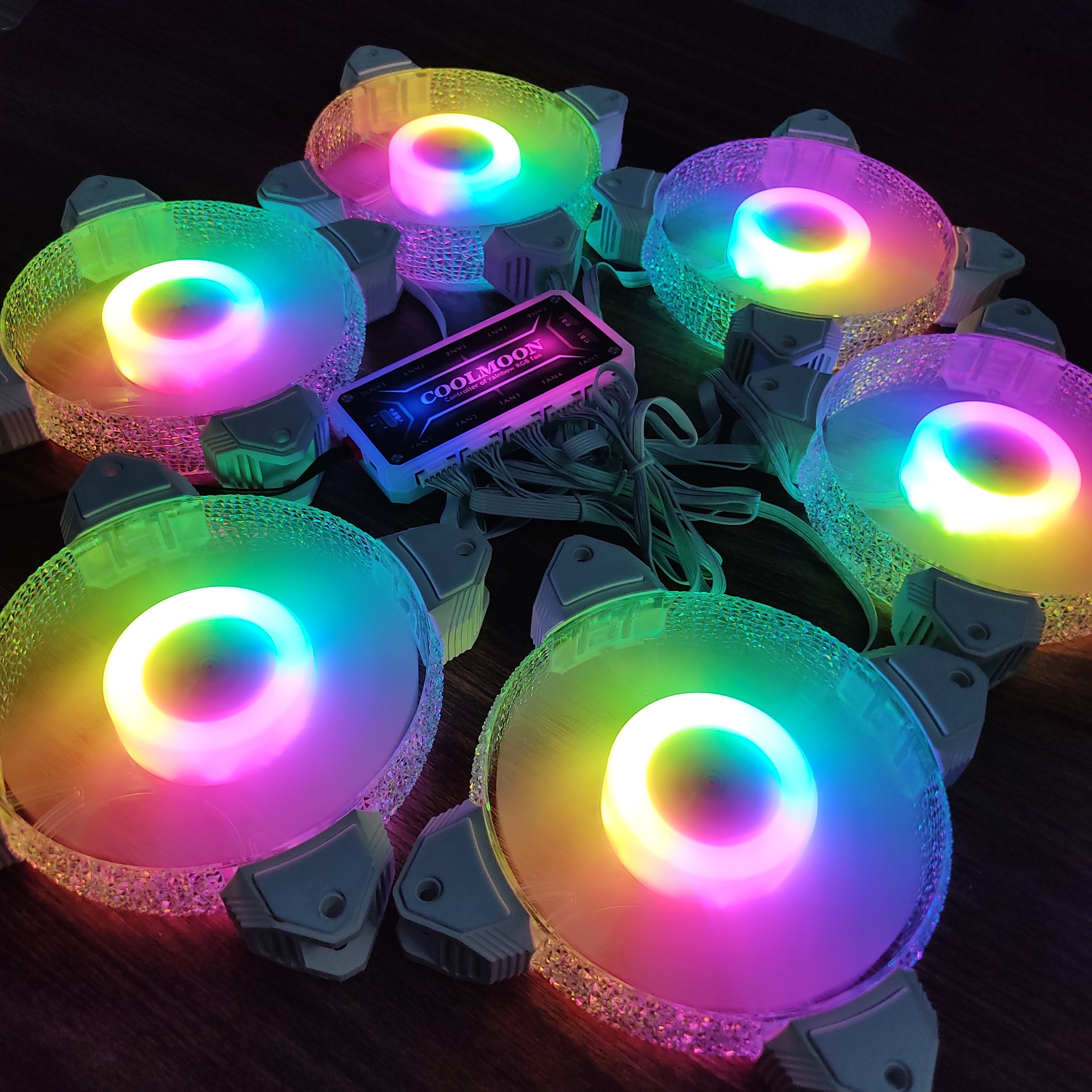 Bộ 6 quạt tản nhiệt máy tính, Fan Led, Fan case RGB đồng bộ màu Hub, Phiên bản Diamond