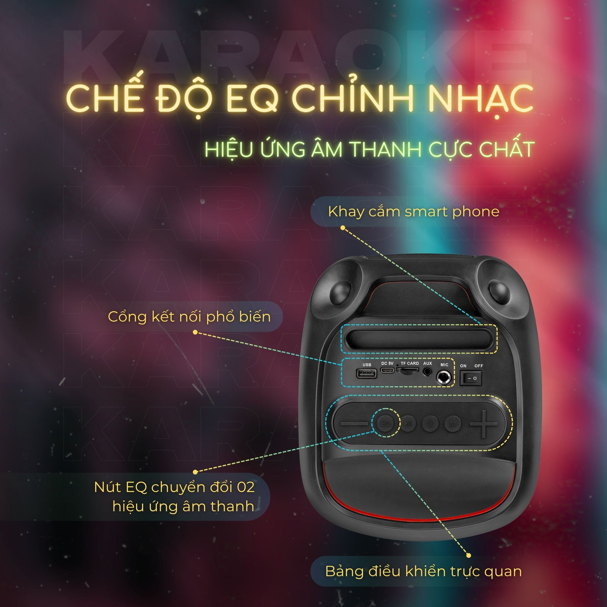 Bộ Loa Karaoke iCore ISM8 Kèm 2 Micro Bluetooth - Hàng chính hãng